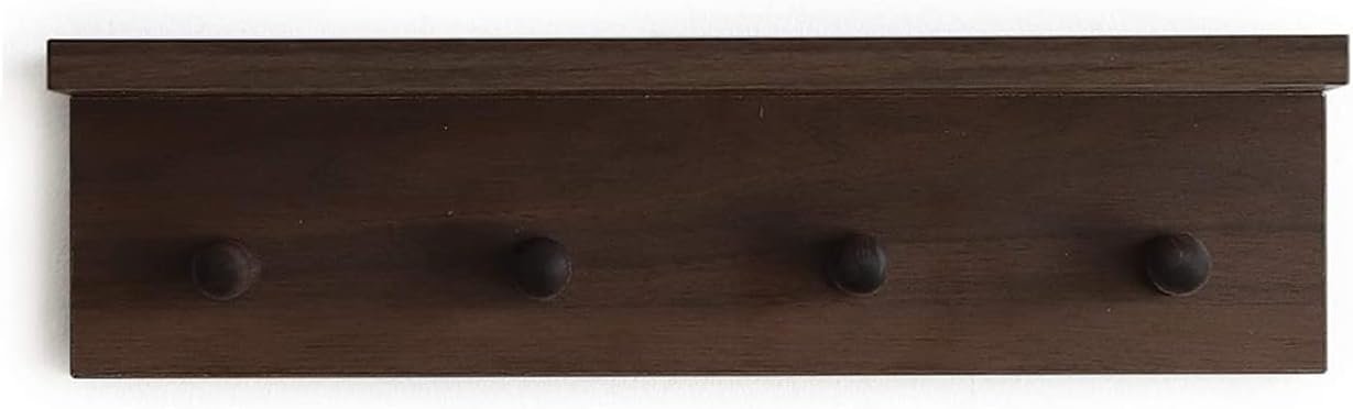 Entrance Coat Rack ,Coat Hooks, Wall-Mounted Wooden Hook Rack, Wall-Mounted Shelves are Very Suitable (Walnut Color Finish—A-1) - Image 2