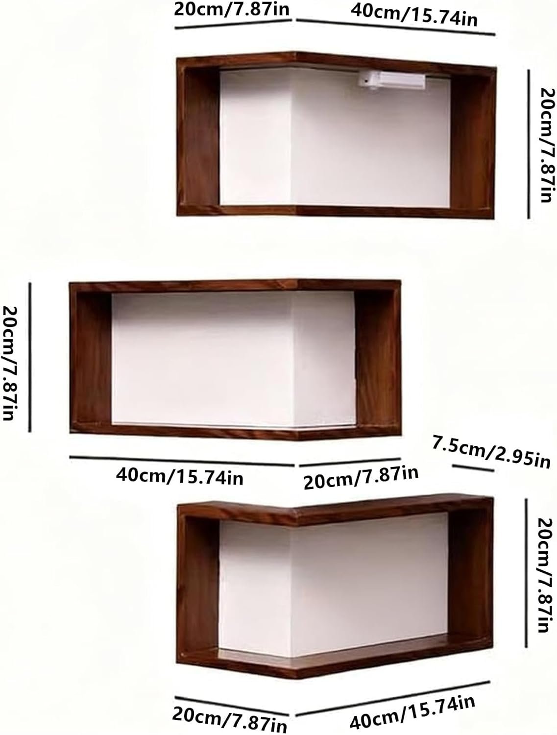 Smart Corner Shelves that Light up Your Space, Set of 3 Corner Floating Storage Shelves,Wooden Wall-Mounted Corner Shelf Display Rack, Space-Saving (Set of 3(LED Light not Included)) - Image 2