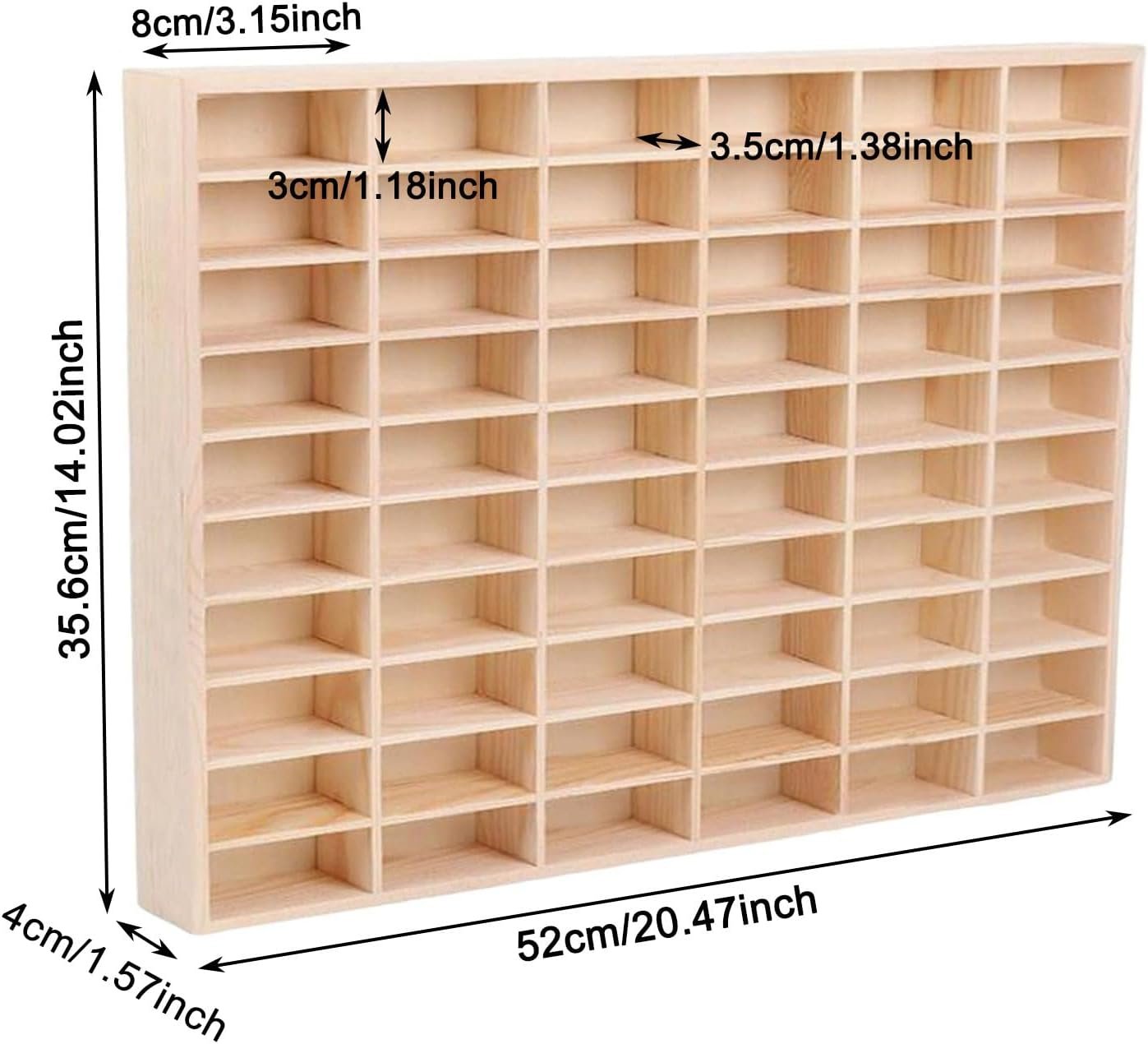 1:64 Scale Toy Car Display Case Organizer Storage, Wooden Wheel Rack Wall Mounted with 60 Compartments, Stylish Diecast Car Display Rack for Toy Car, Collectibles, Figurines (52x4x35.6cm) - Image 2